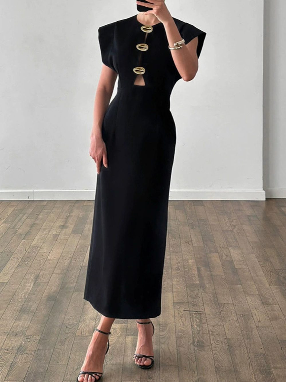 Zara Summer Black Fitted Cutout Waist Blazer Dress Office High End